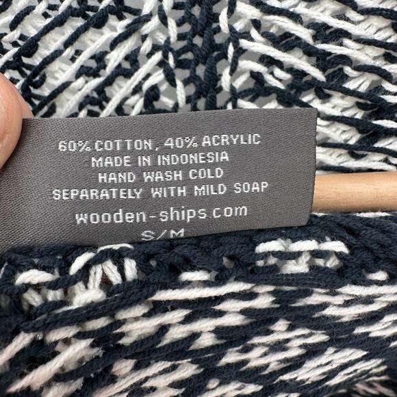 Wooden Ships Navy and White Cardigan Sweater // S / M - Picture 4 of 7